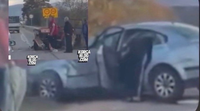 Korçë/ Përplasje e fortë pranë Biranjit, makina dhe zetori dalin nga rruga